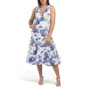 COLOURBROOKE Blue/White Toile Eyelet Cover-up Dress